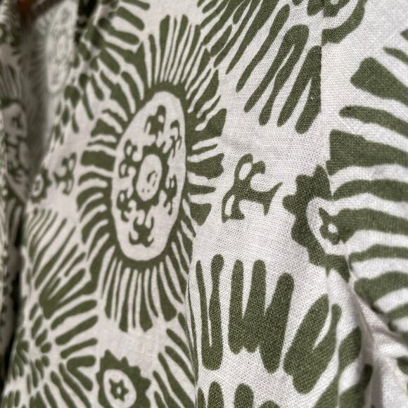 Haute Hippie Green Sunburst Blouse, M | Linen Blend, Tie-Front, Boho Luxe NWOT - Picture 7 of 9